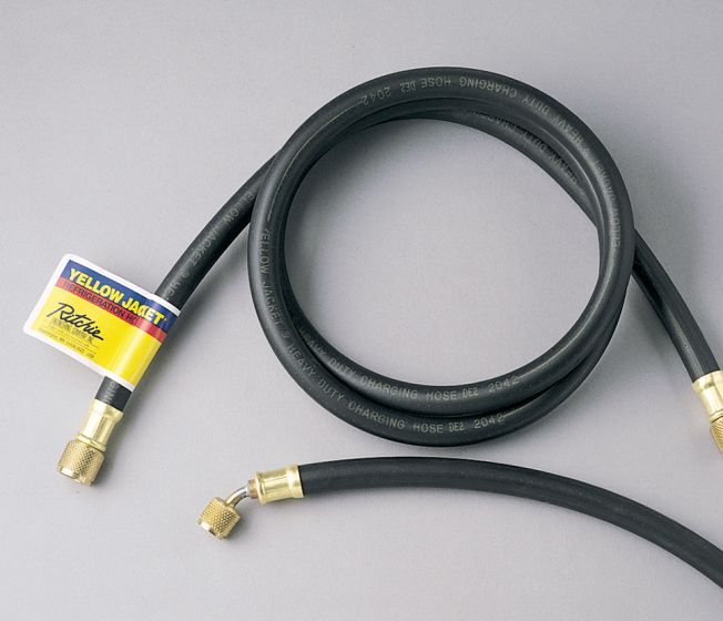 Yellow Jacket® Plus II™ Heavy Duty Combination Charging/Vacuum Hose, 60  Length, 3/8 Flare x 1/4 45° Flare