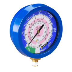 Yellow Jacket® 3-1/2&quot; (90mm) Liquid Filled Compound Gauge (°F/°C) 1/8&quot; NPT Male, 300 psi (R410a - Blue)